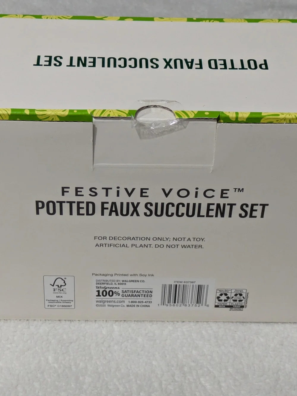 NIB Festive Voice Potted Faux Succulent Set - 3 Count Pastel Ceramic Planters